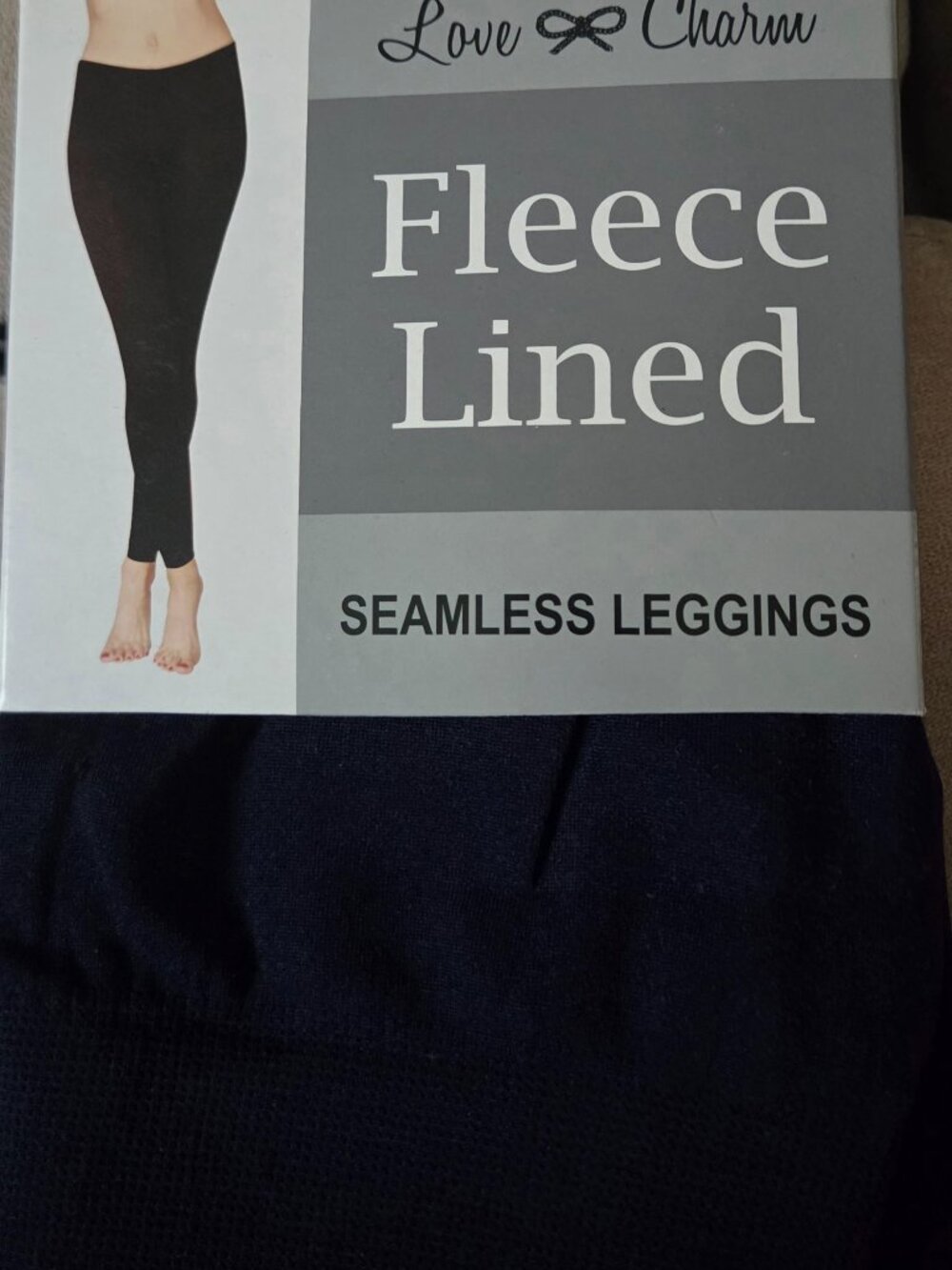 Love Charm Fleece Lined Seamless Leggings in navy blue, size M/L.
